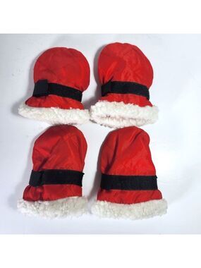 Fashion Pet Dog Rain Snow Boots Santa Paws Red with Faux Fur Trim Size Medium